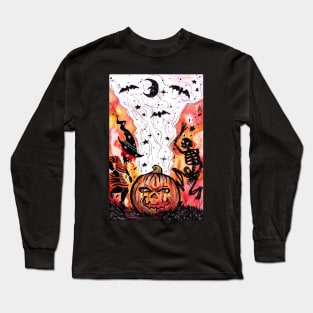 Dancing Witch and Spooky Skeleton Long Sleeve T-Shirt